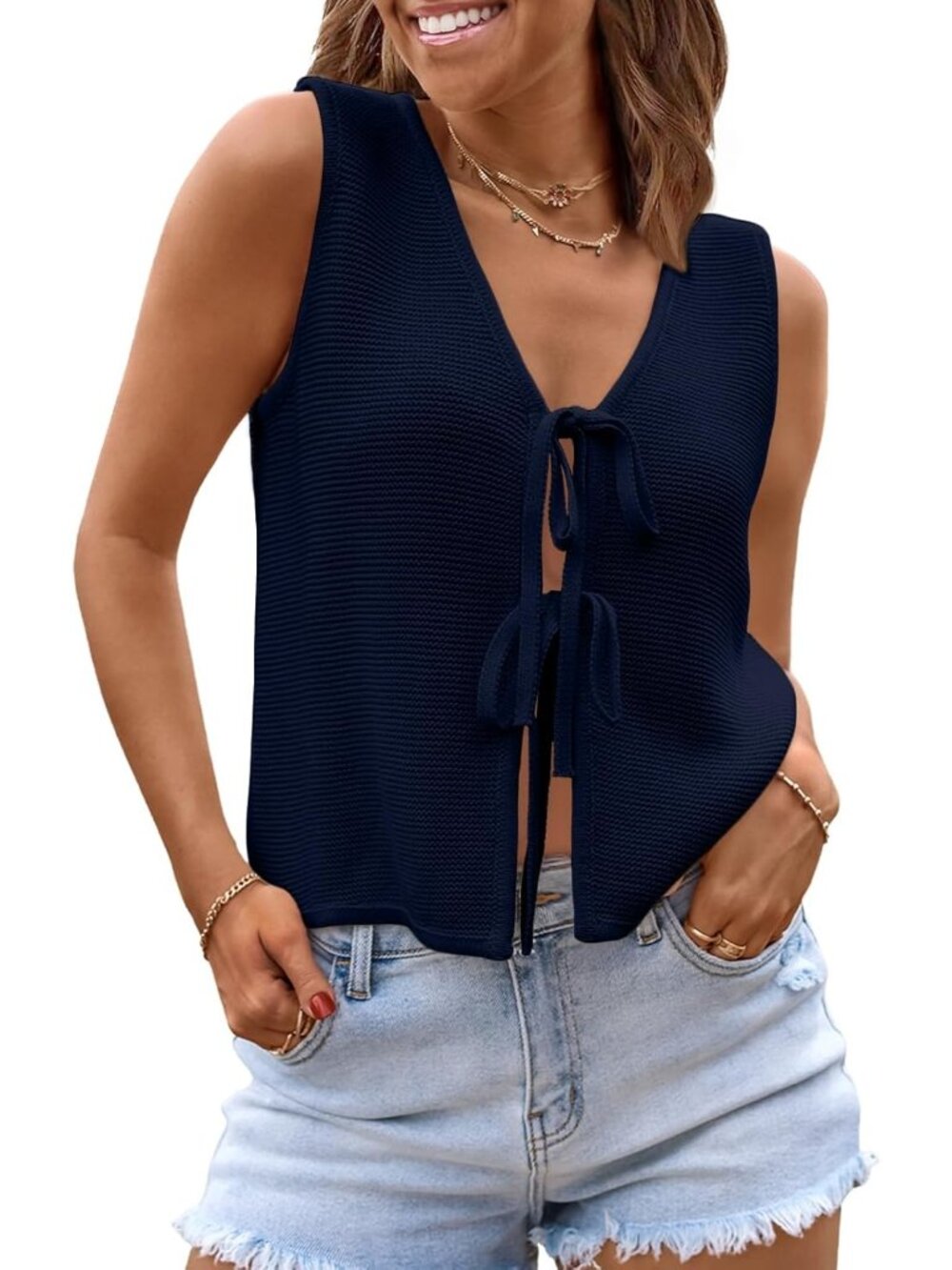 Women's Navy Blue Summer Beach Vacation Spring Outfits Cute Trendy Sweater